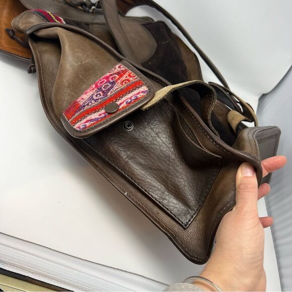 Vintage Leather and Kilim Backpack Dark Brown Travel Bag Backpack - Picture 10 of 16